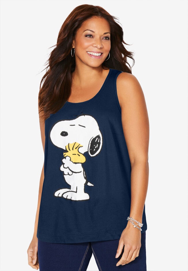 Sleeveless Snoopy and Woodstock Tank, NAVY SNOOPY WOODSTOCK, hi-res image number null