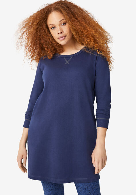 French Terry Tunic Dress, NAVY, hi-res image number null