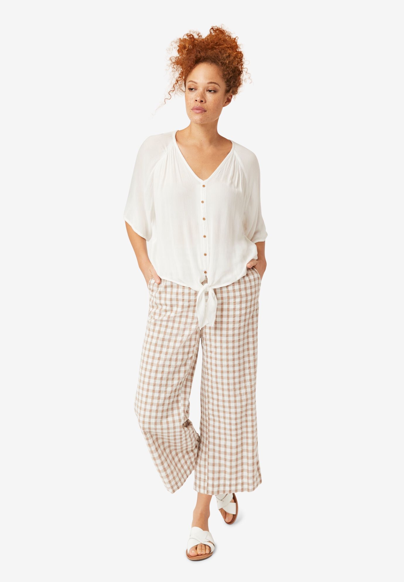 Gingham Crop Pants | Jessica London