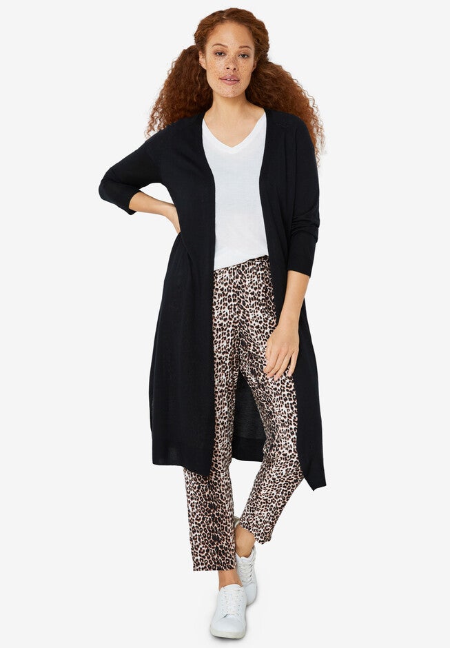 Fine Gauge Duster Cardigan, BLACK, hi-res image number null