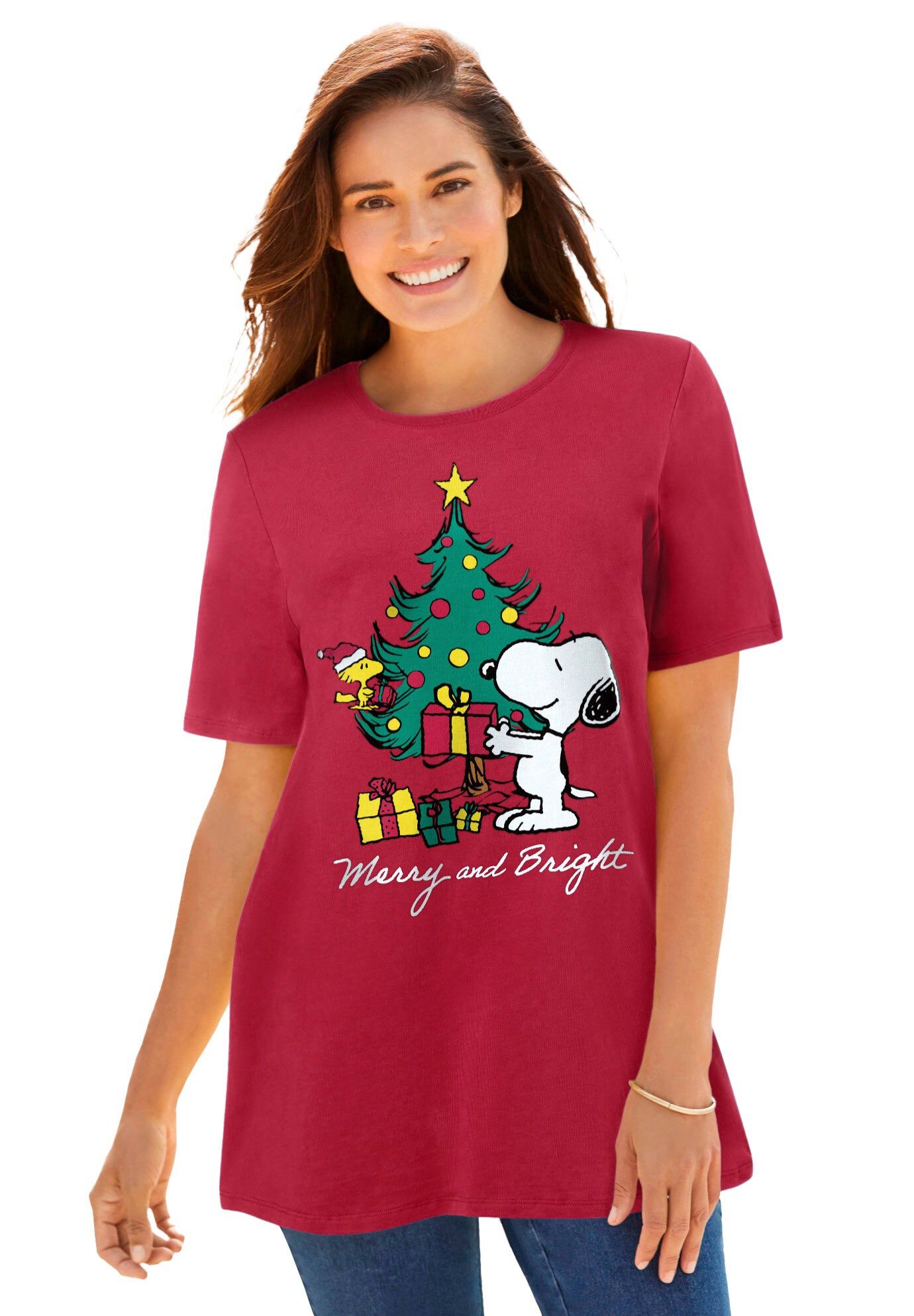 Peanuts Snoopy Gift Tee, RED PEANUTS GIFT, hi-res image number 0