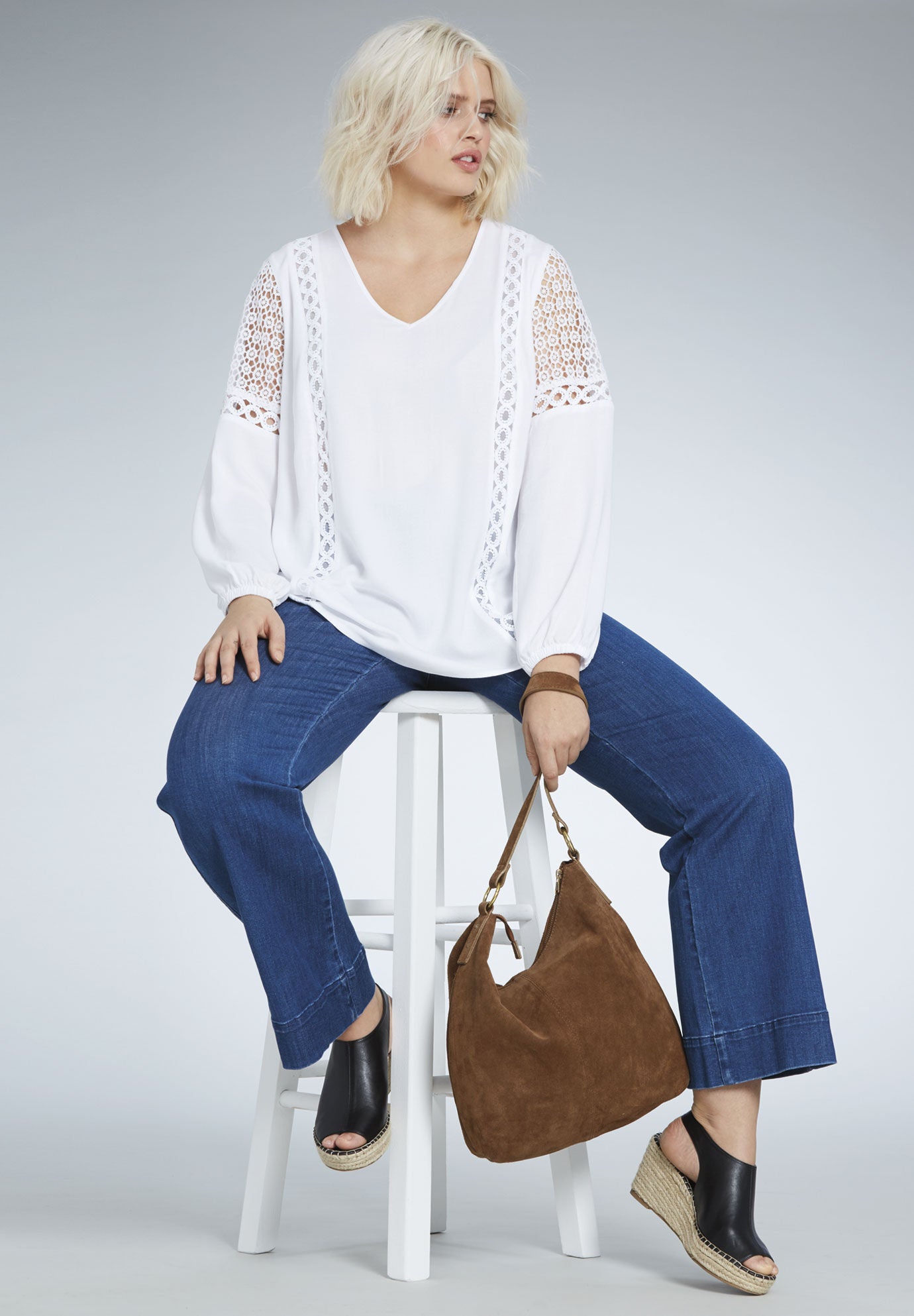 High-Waist Wide-Leg Stretch Jeans, , alternate image number 4
