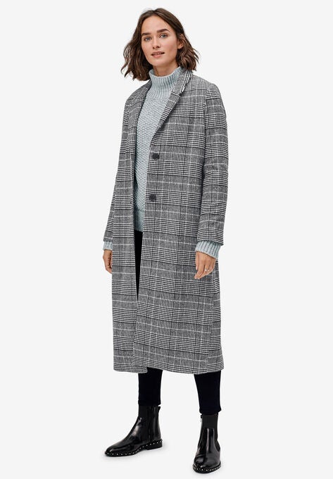Wool Blend Long Plaid Coat By Ellos Plus Sizewinter Coats