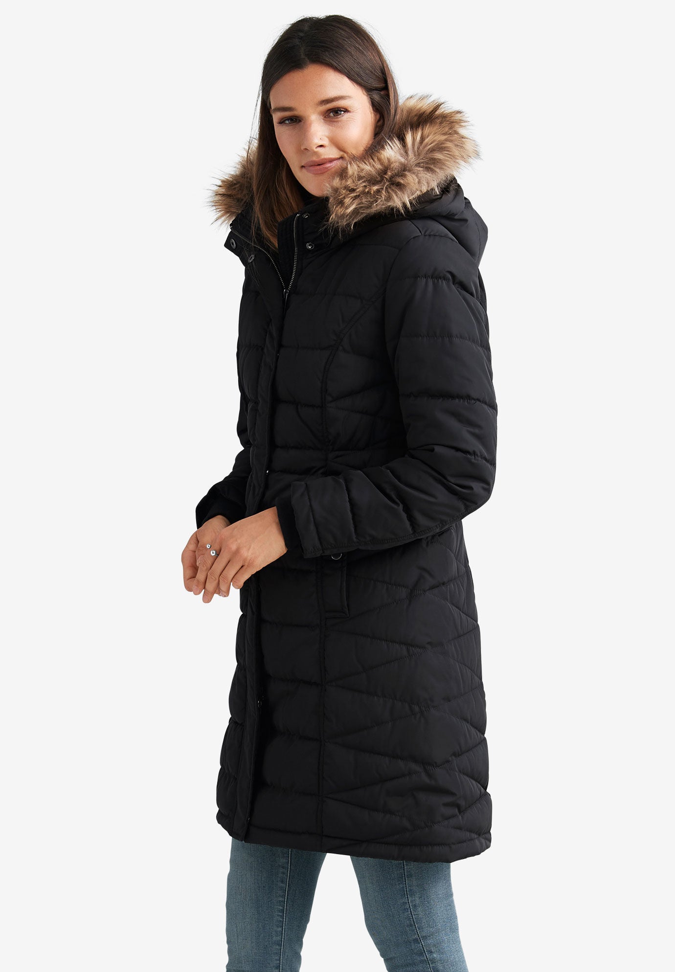 Faux Fur Trim Puffer Jessica London