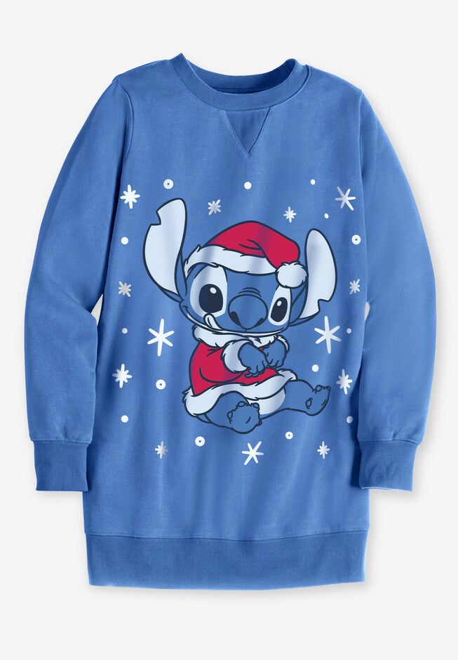 Disney Long-Sleeve French Blue X-mas Stitch Crewneck, , alternate image number null