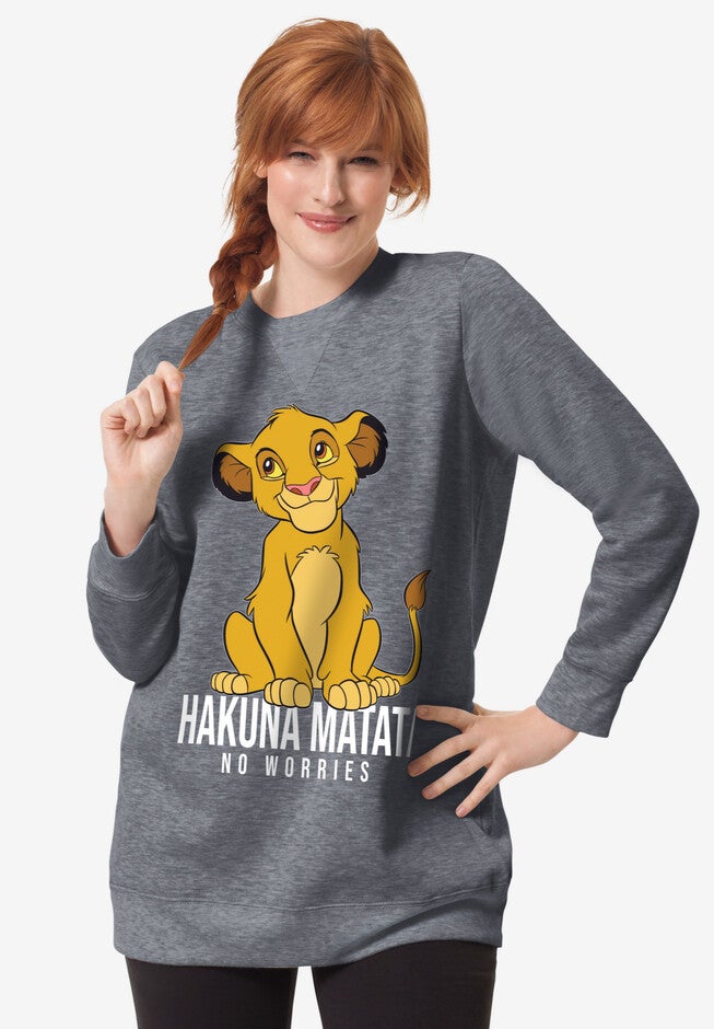 Disney Simba Hakuna Fleece Sweatshirt, MEDIUM HEATHER GREY SIMBA, hi-res image number 0