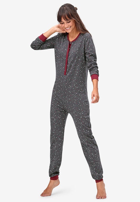 Henley One Piece Pajamas By Ellos Plus Size Sleepwear Jessica