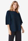 Glitter Knit Flutter Sleeve Tee, BLACK COBALT, hi-res image number null