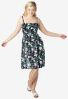 Smocked Bodice Tank Dress, BLACK FLORAL, hi-res image number null