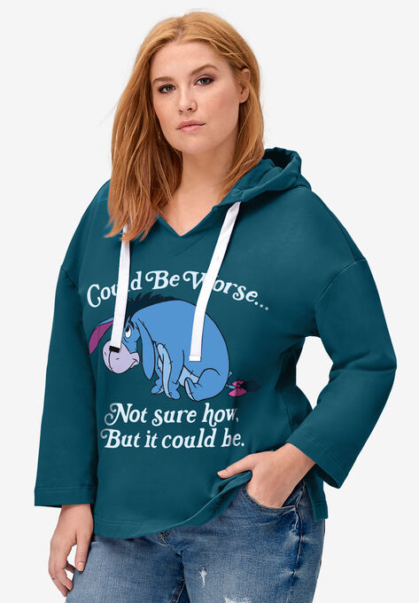 Disney Women's Hooded Sweatshirt Teal Eeyore, TEAL EEYORE, hi-res image number null