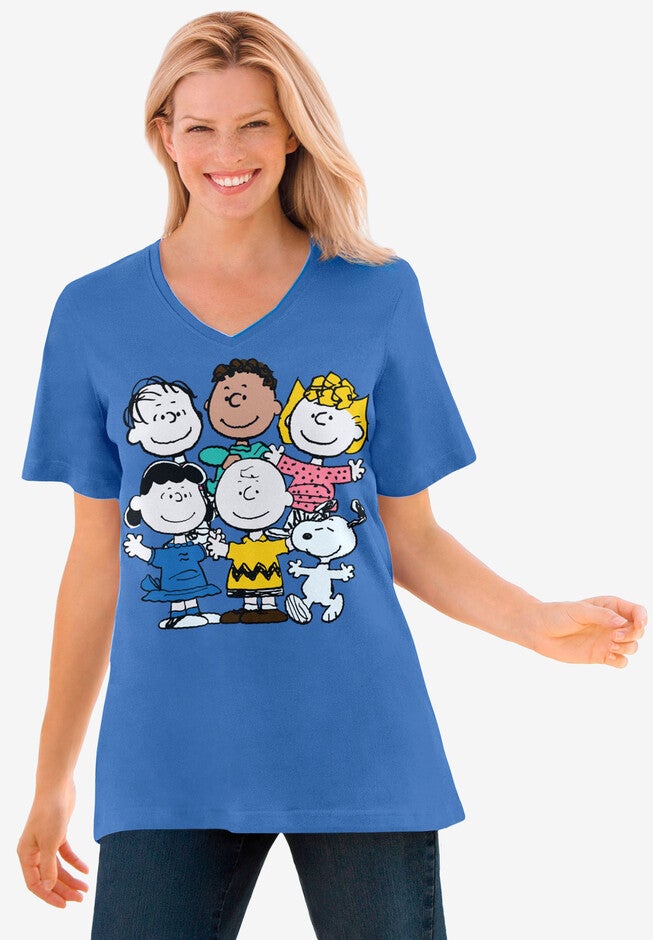 Peanuts Dark Blue Peanuts Crew V-neck Tee, DARK BLUE PEANUTS CREW, hi-res image number null
