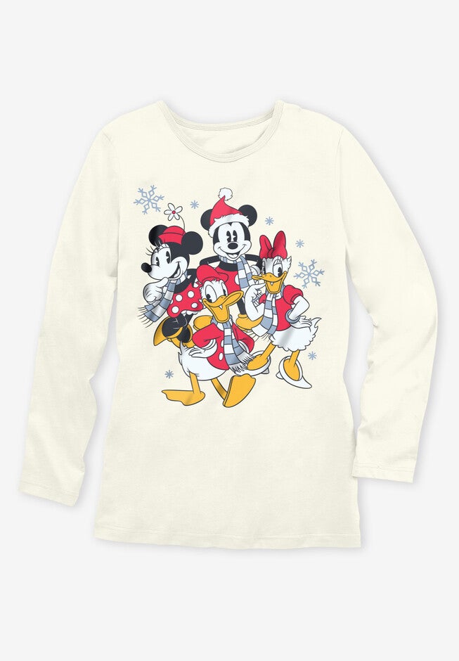 Ivory Disney Friends Long-Sleeve Crew Tee, , alternate image number null