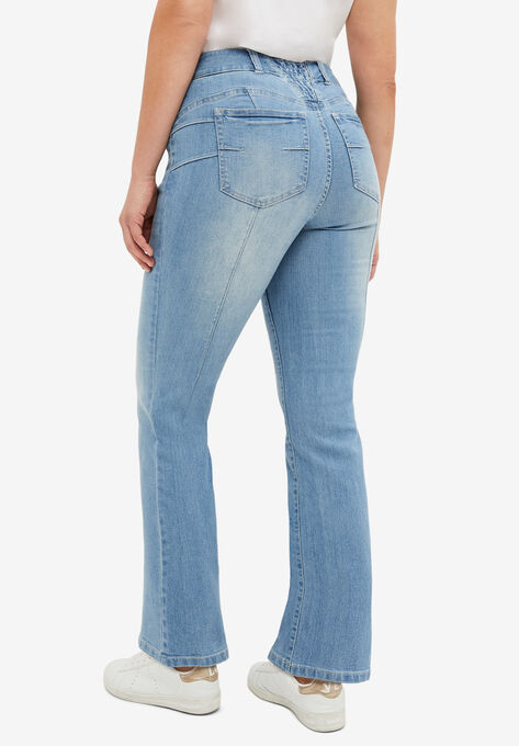 Back Elastic Bootcut Jeans, , on-hover image number null