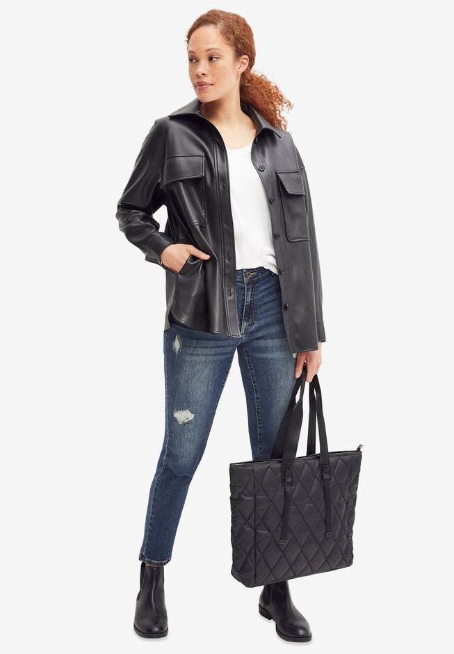 Quilted Tote Bag, BLACK, hi-res image number null