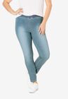 Elastic Waist Denim Jeggings, VINTAGE WASH, hi-res image number null