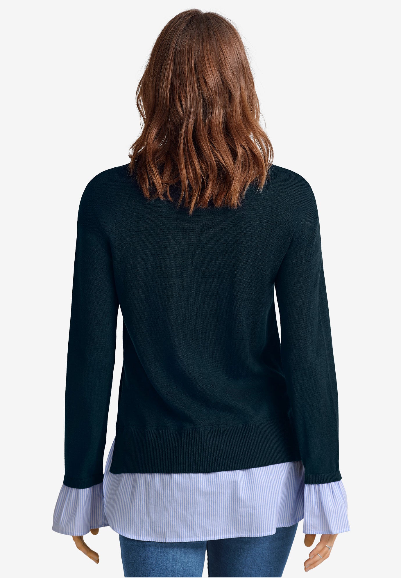 Fine Gauge Layered Pullover, NAVY, on-hover image number 1