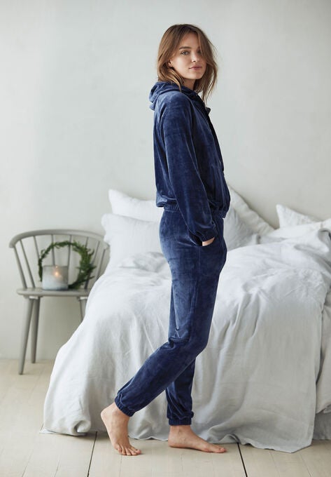 Velour Zip-Front Hoodie, , alternate image number null