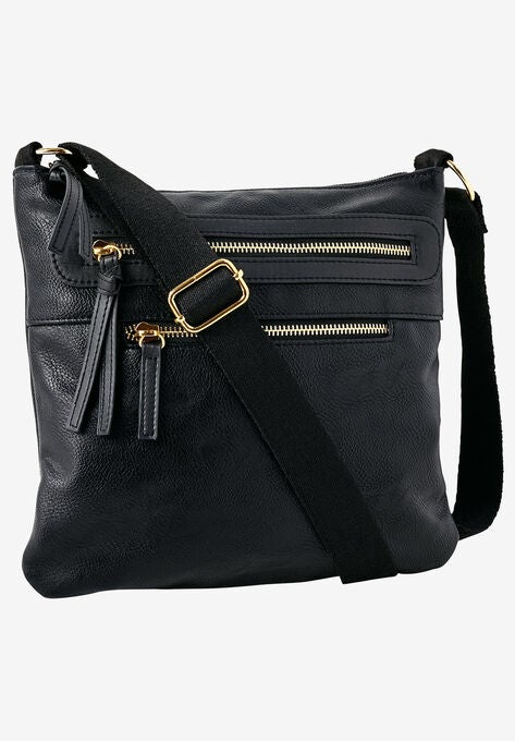 Multi-Zip Crossbody Bag, BLACK, hi-res image number null