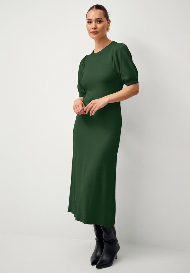 Fine Knit Midi Sweater Dress, MIDNIGHT GREEN, hi-res image number null