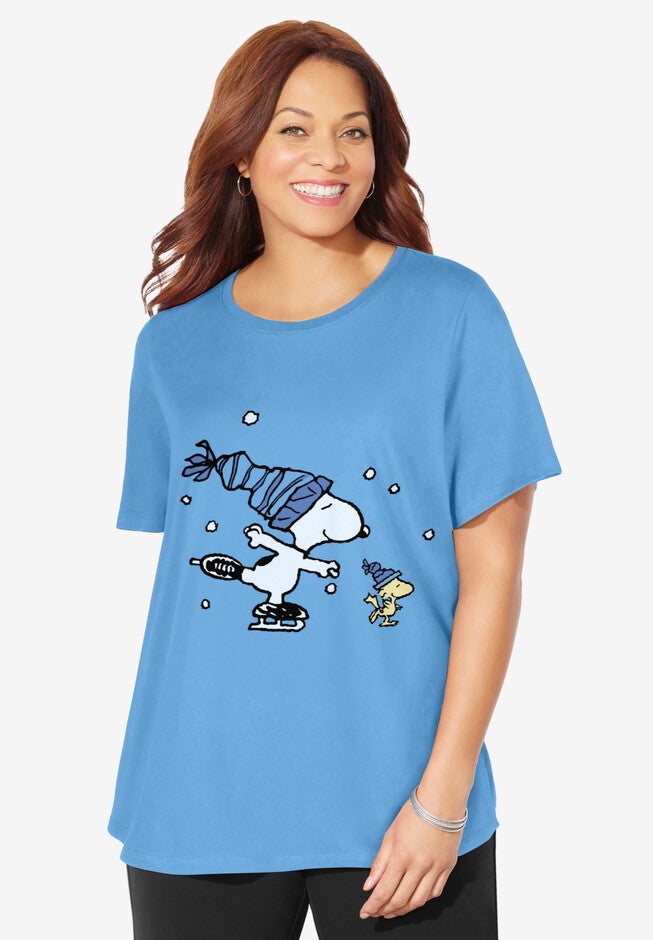 Peanuts Short Sleeve Christmas Snoopy Skates, BLUE SNOOPY SKATES, hi-res image number null