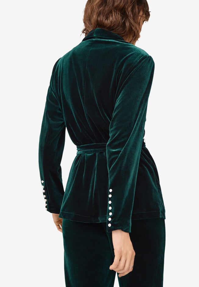Velvet Belted Blazer, , on-hover image number null