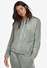 Velour Zip-Front Hoodie, GREY SPRUCE, hi-res image number null