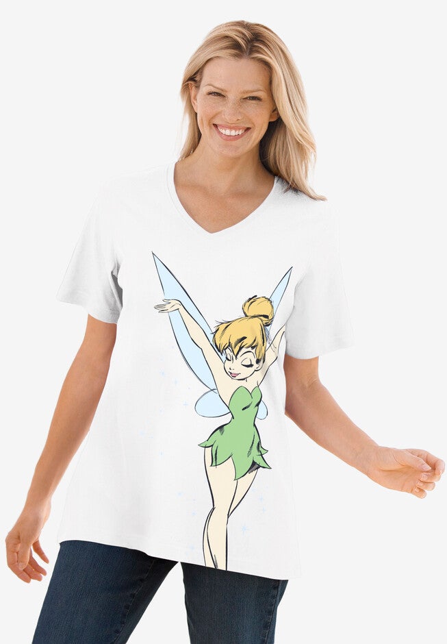 Disney V-Neck Tee, WHITE TINKERBELL, hi-res image number null