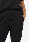 Rib Elastic Waist Linen Capri, , alternate image number null