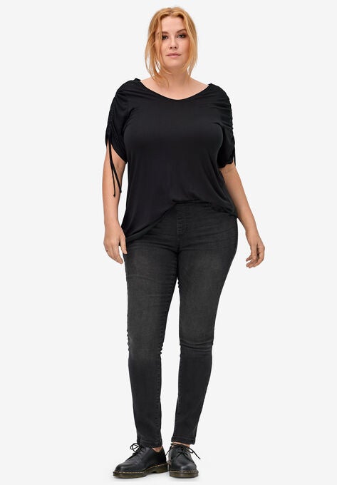 4-Pocket Stretch Jeggings, BLACK, hi-res image number null
