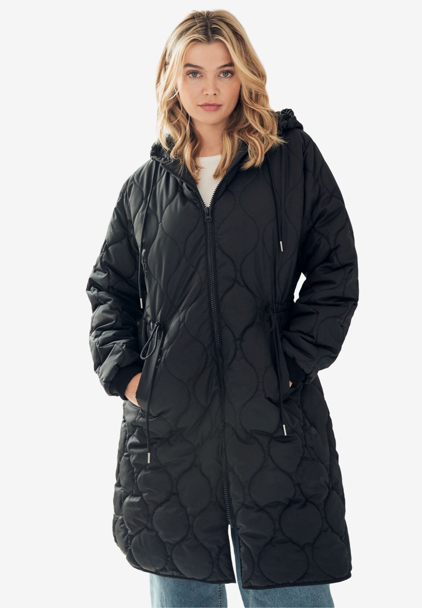 Jessica long length jacket with shawl collar hood store