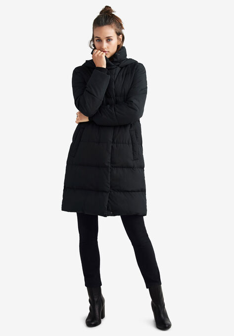 Long Hooded Puffer, BLACK, hi-res image number null