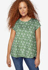 Trapeze Knit Tee, FOREST JADE WHITE DITSY FLORAL, hi-res image number 0