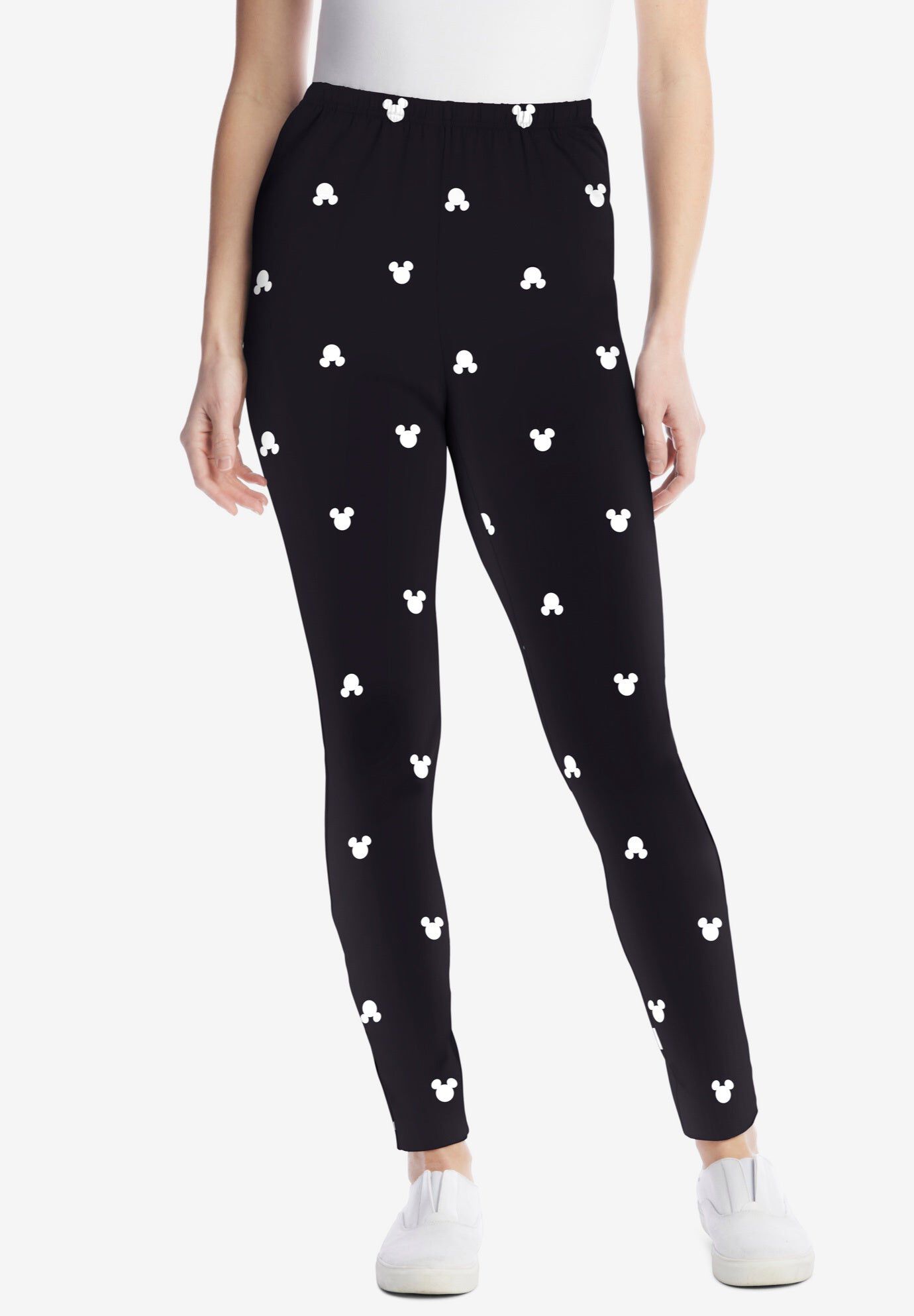 Disney Women's Black Leggings Mickey Mouse Ears All Over Print, BLACK MICKEY EARS, hi-res image number 0
