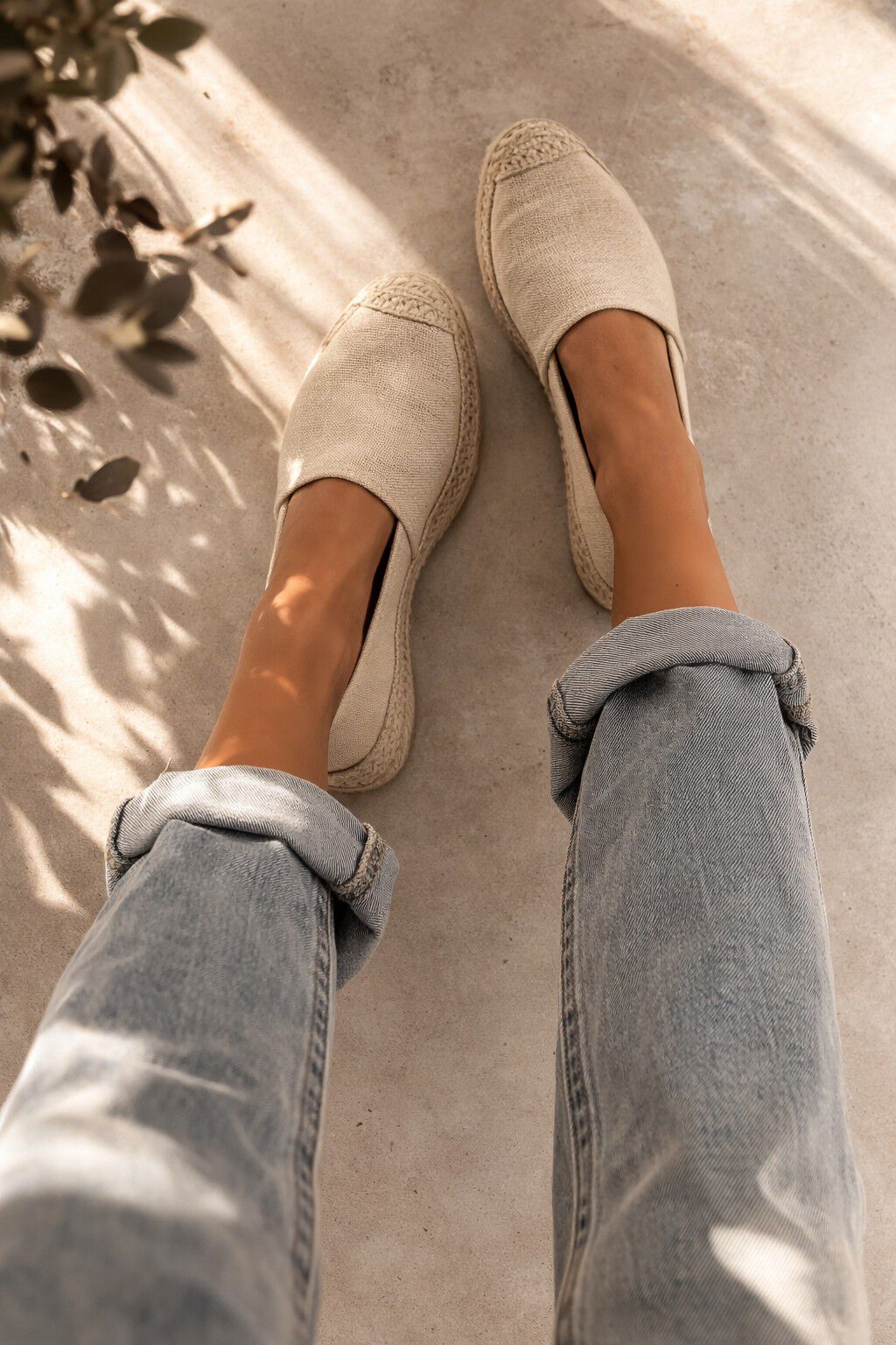 Faux Suede Slip-On Espadrille Flats, OATMEAL, on-hover image number 1