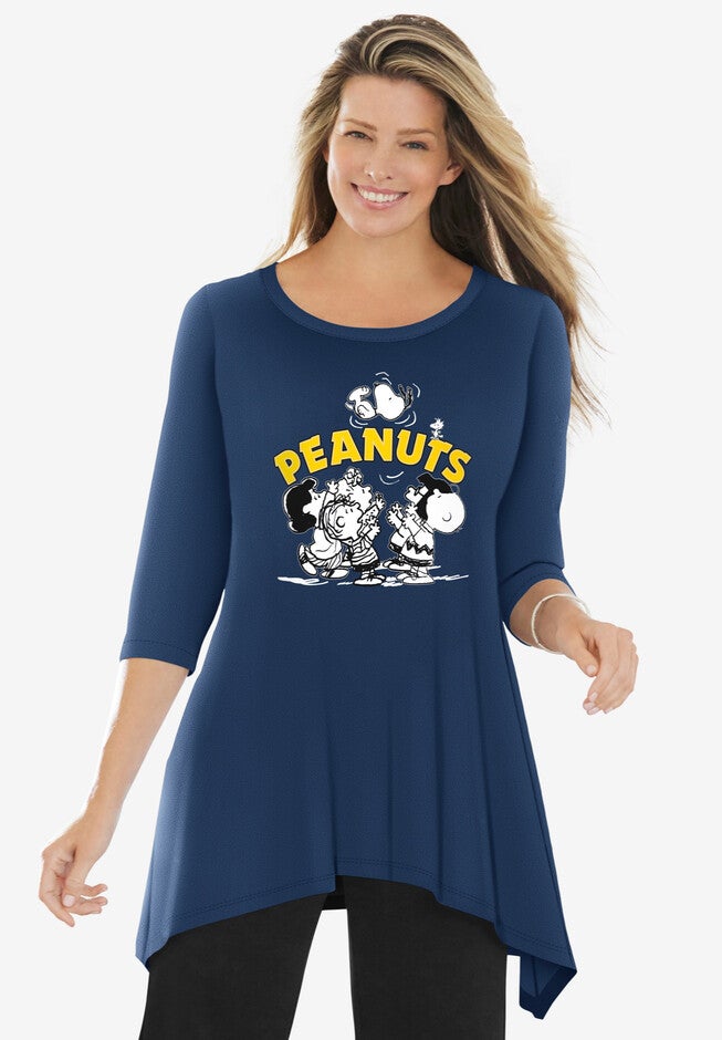 Peanuts Hanky-Hem Tunic, NAVY PEANUTS GROUP, hi-res image number 0