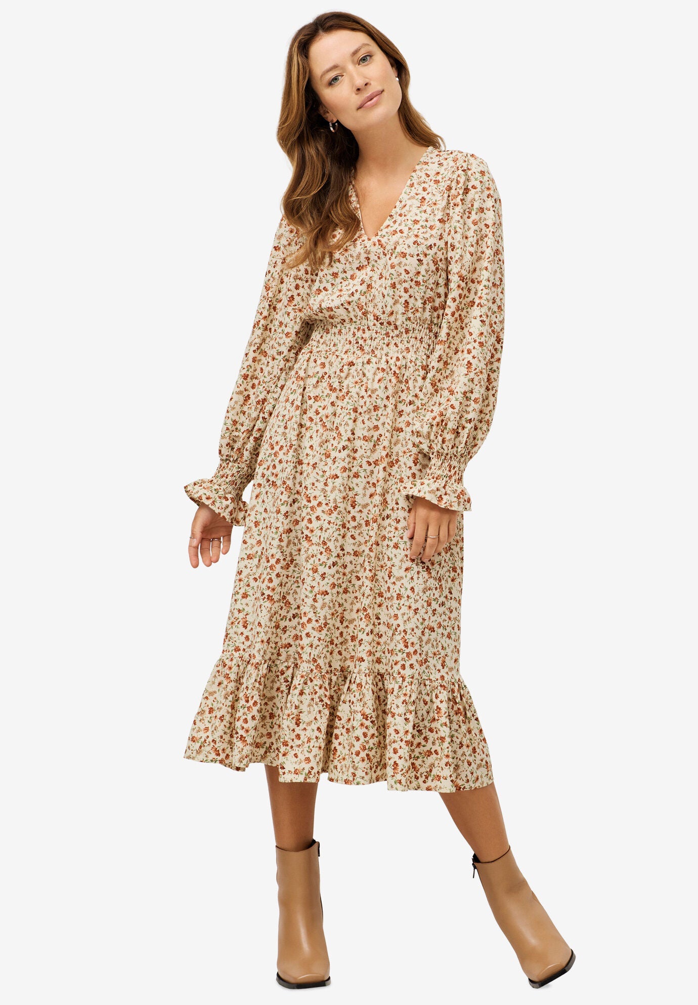 Latisha Floral Smocked Waist Midi Dress main image 1