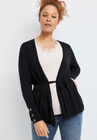 Button-Cuff Cardigan With Belt, , alternate image number 1