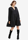 V-Notch Tiered Dress, BLACK, hi-res image number null