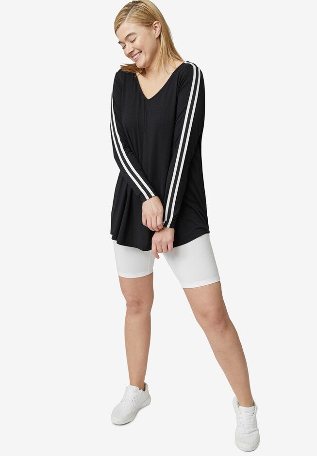 Side-Stripe Tunic, BLACK, hi-res image number 0