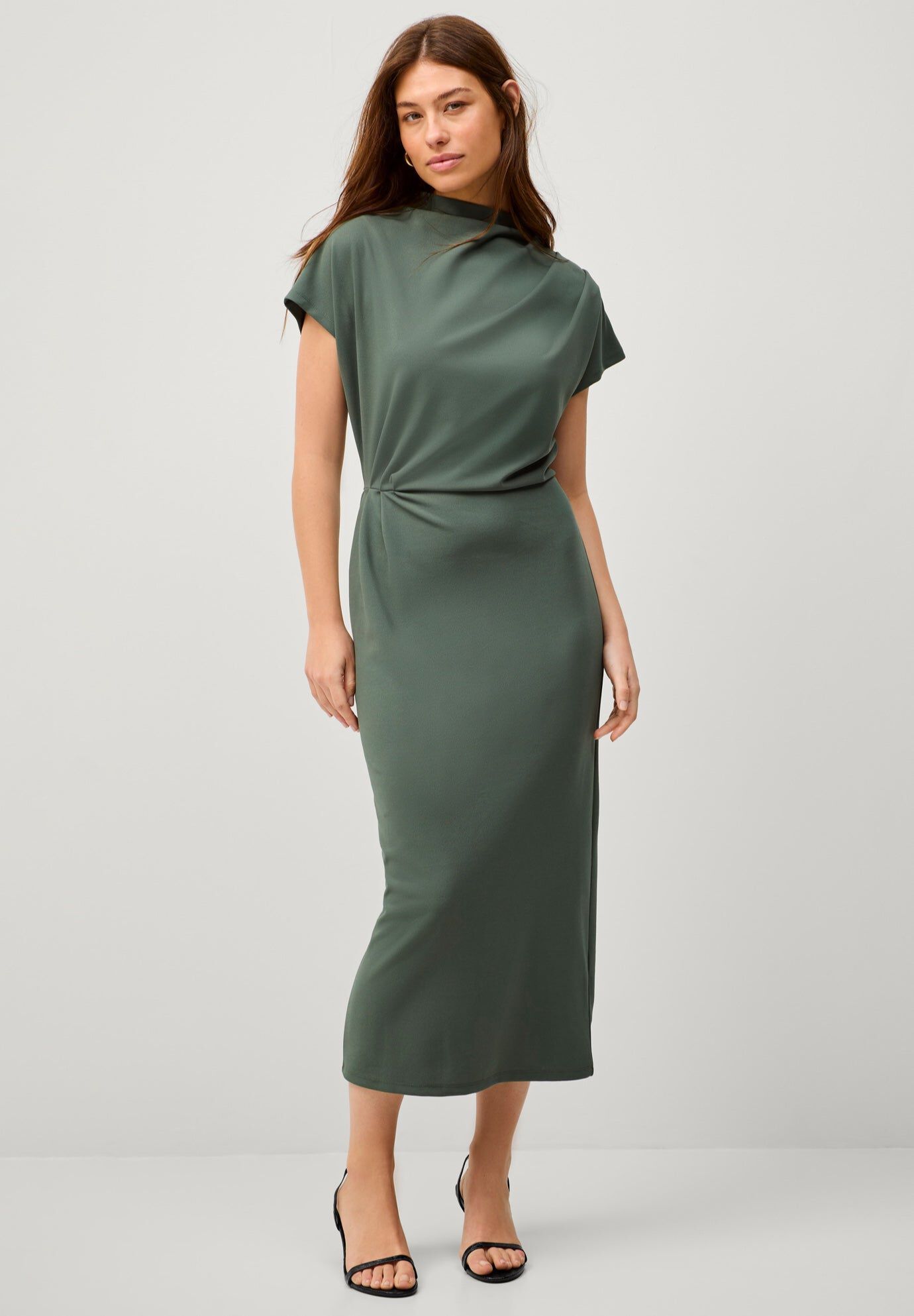 Side Drape Midi Dress, DUSTY PINE, hi-res image number 0