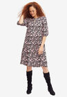 Keyhole A-line Dress, BLACK MAUVE FLORAL, hi-res image number null