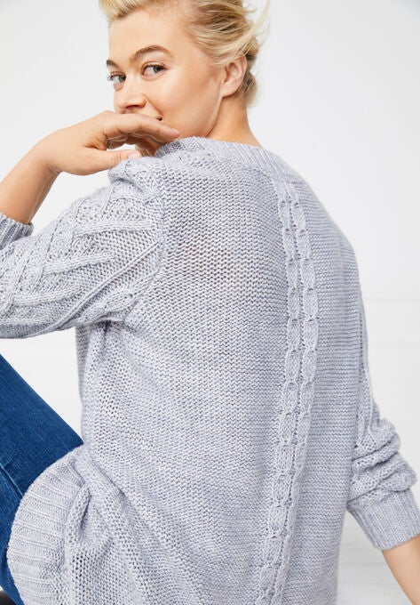 Pullover Cable Sweater Tunic, , alternate image number null