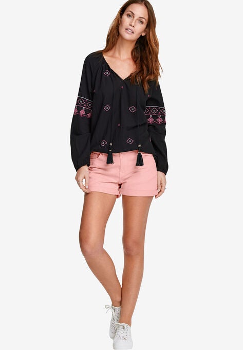 Embroidered Peasant Blouse, , alternate image number null