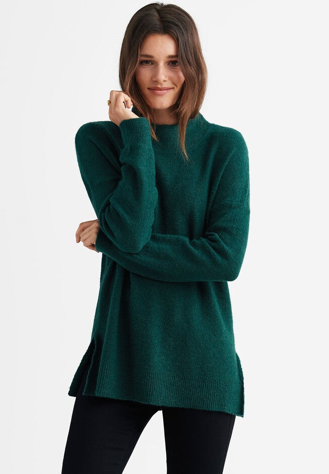Mockneck Tunic Sweater, EVERGREEN, hi-res image number null