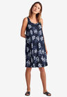 Crossover Back Tank Dress, NAVY FLORAL PRINT, hi-res image number null