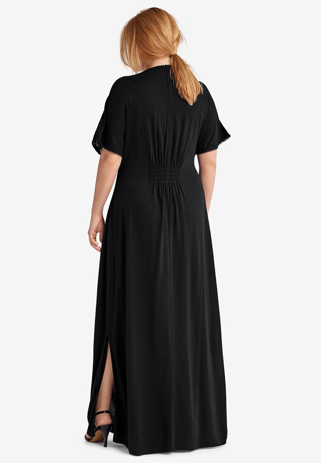 Eyelet Trim Knit Maxi Dress, , on-hover image number 1