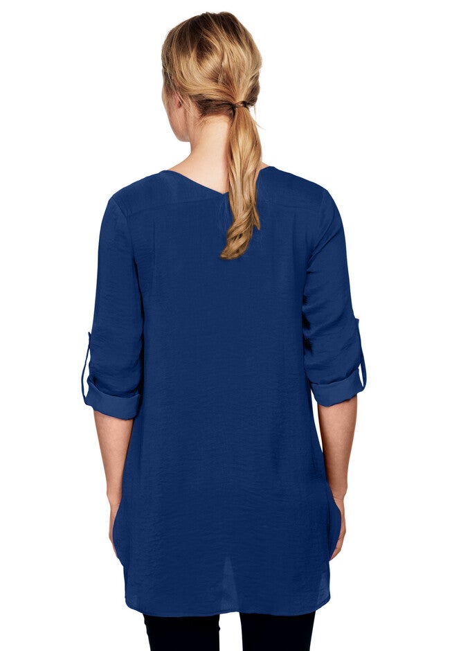 Zip-Front Sateen Tunic, , alternate image number 1