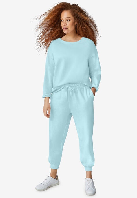Boxy Fleece Sweatshirt, AQUA SKY, hi-res image number null