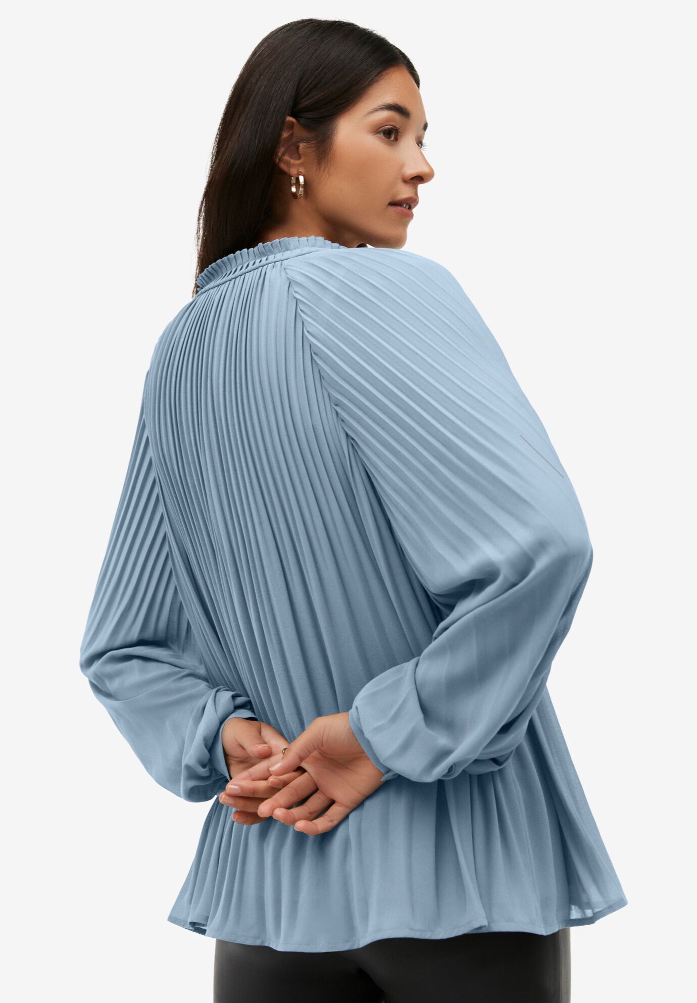 Pleated Full Sleeve Blouse, , on-hover image number 1