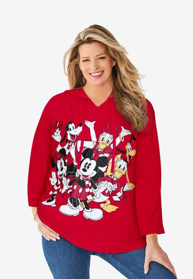 Disney Group Christmas Hooded Sweatshirt, RED DISNEY GROUP, hi-res image number null